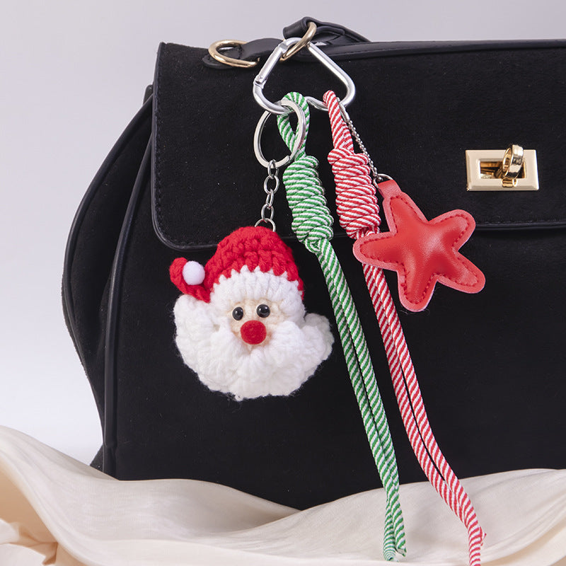 Wholesale Christmas wool pendant DIY five-pointed star keychain